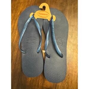 Havanaians sandals flip flops navy blue women's size 9 NWT